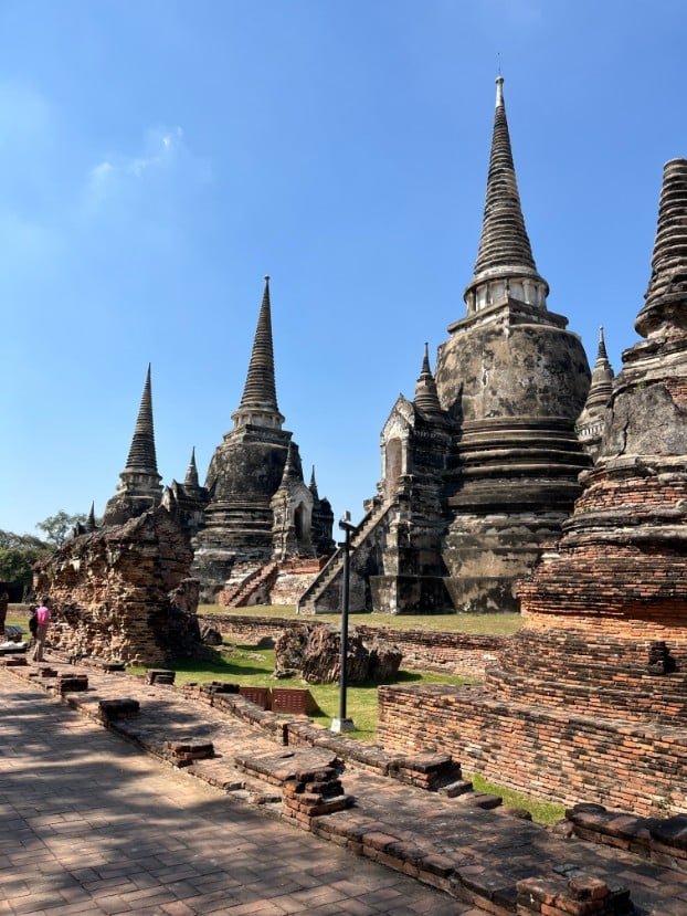 Three chedis of Wat Phra Si Sanphet in Ayutthaya Historical Park